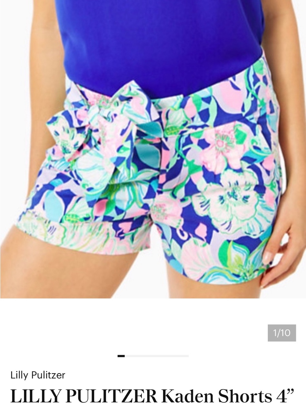 Lilly Pulitzer Blue Floral Tie-Waist Shorts